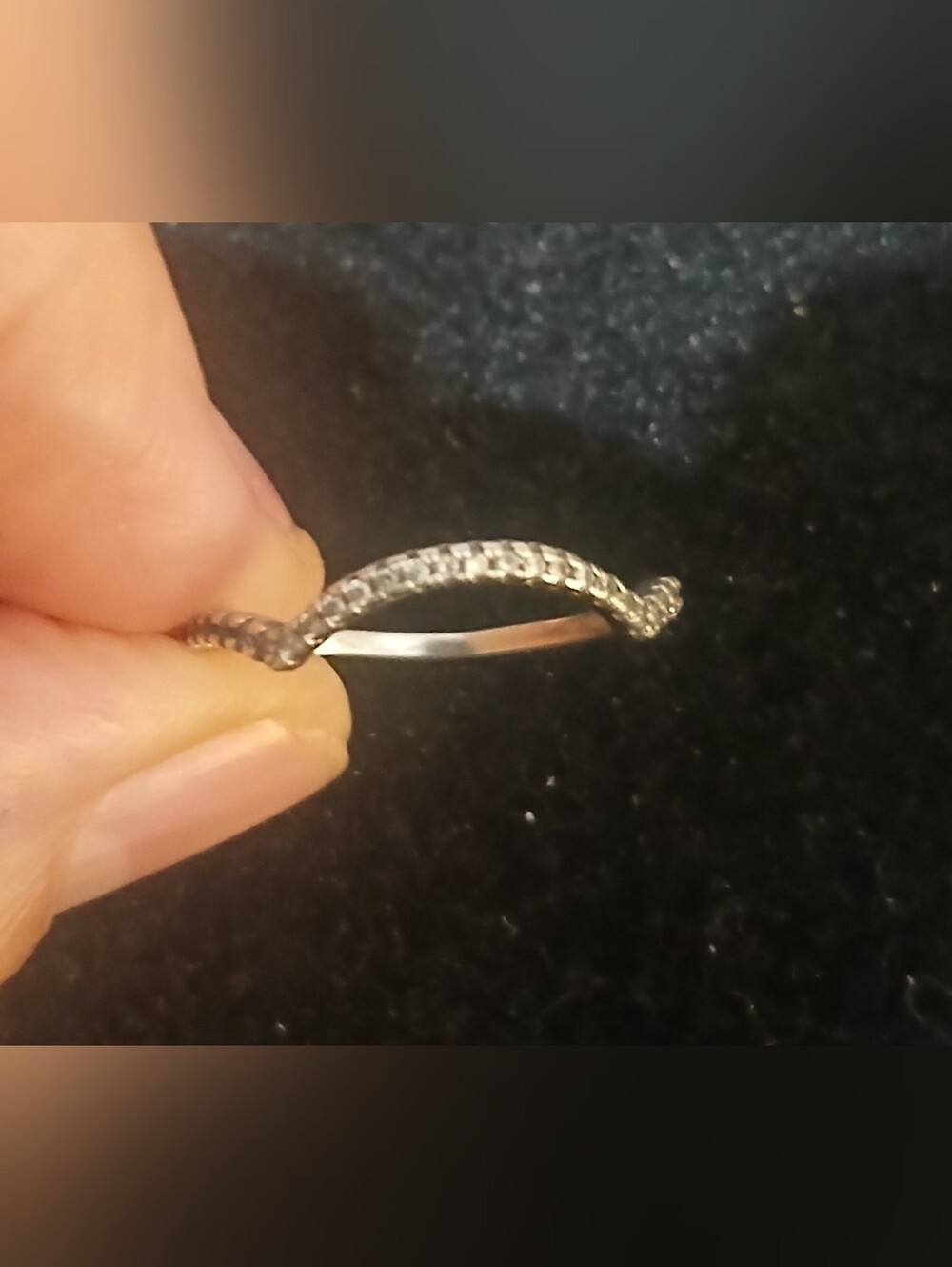 Sterling Silver Pavé Curved Band Ring